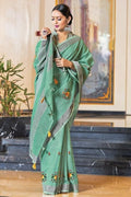 Linen Saree Fern Green Linen Saree saree online