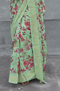 Linen Saree Fern Green Printed Linen Saree saree online