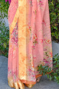 Linen Saree Flamingo Pink Linen Saree saree online