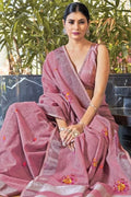 Linen Saree Fuscia Pink Linen Saree saree online