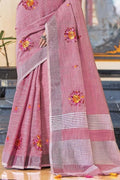 Linen Saree Fuscia Pink Linen Saree saree online