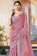 Linen Saree Fuscia Pink Linen Saree saree online