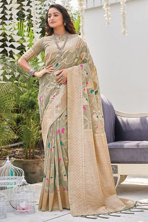 Light Grey Linen Saree