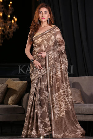 Metal Grey Linen Saree