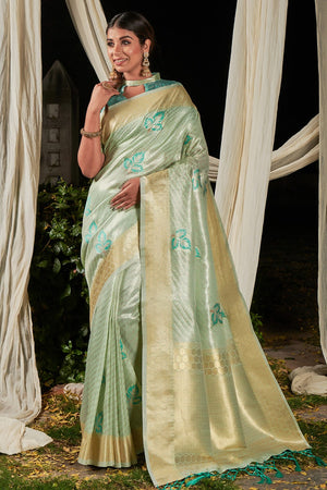 Mint Green Linen Saree