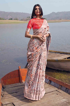 Multicolour Linen Saree