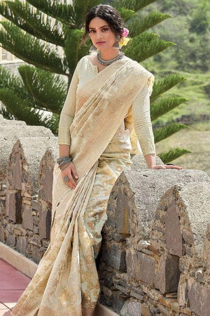 Off White Linen Saree