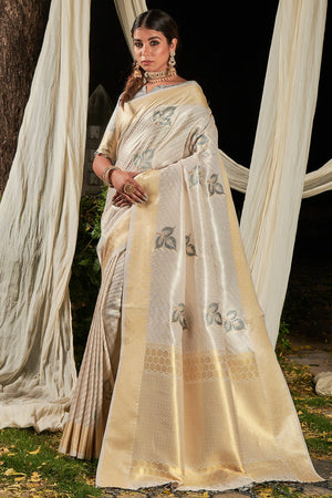 Off White Linen Saree