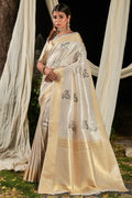 white linen saree