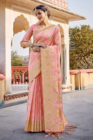 Orchid Pink Linen Saree