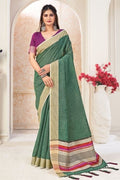 Linen Saree Pine Green Linen Saree saree online