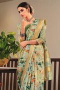 Linen Saree Pistachio Green Linen Saree saree online