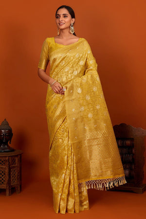 Primrose Yellow Linen Saree