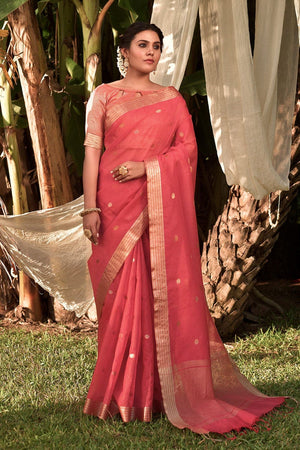 Punch Pink Linen Saree