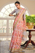 Linen Saree Salmon Pink Linen Saree saree online