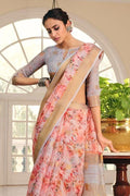 Linen Saree Salmon Pink Linen Saree saree online