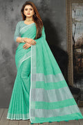 green linen saree