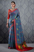 Linen Saree Steel Blue Linen Saree saree online