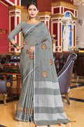 Linen Saree Steel Grey Linen Saree saree online