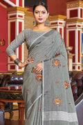 Linen Saree Steel Grey Linen Saree saree online