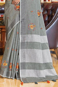 Linen Saree Steel Grey Linen Saree saree online