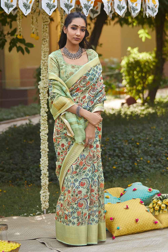 BHAMINI VOL-12 SERIES 301017 SAREE BY VALLABHI PRINTS DESIGNER DIGITAL  PRINTED LINEN SAREES ARE AVAILABLE AT WHOLESALE PRICE