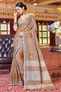 Linen Saree Tortilla Brown Linen Saree saree online