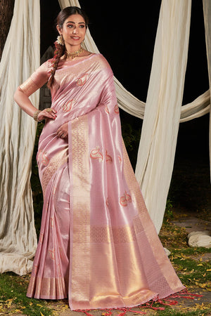 Watermelon Pink Linen Saree