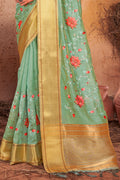 Seafoam Green Organza Saree