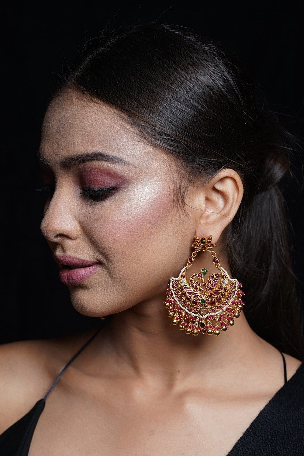 ER413 - AD Stone South Indian Daily Wear Small Jhumki Imitation Ear Rings