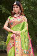 Lime Green Paithani Saree