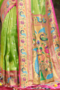 Lime Green Paithani Saree