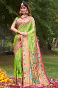 Lime Green Paithani Saree