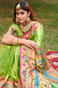 Lime Green Paithani Saree