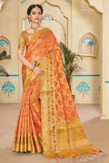 orange organza saree