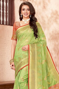 green organza saree