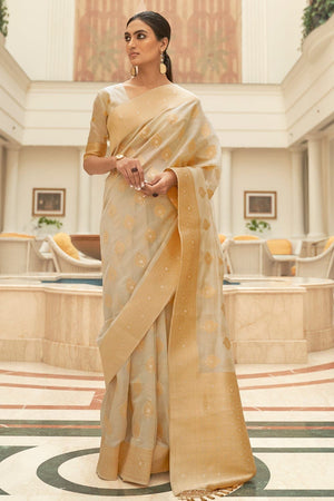 Chentilly White Organza Saree