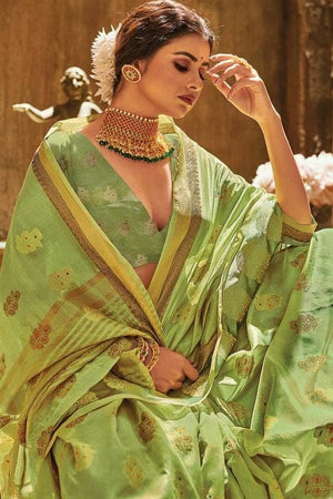 Dianthus Green Organza Saree