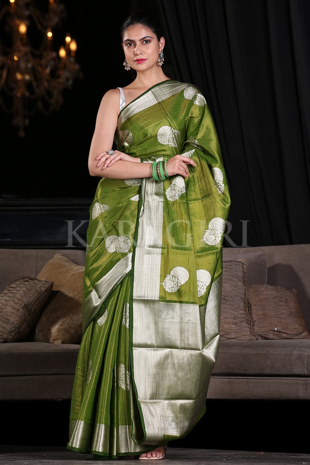 BHARGAVI CHIRMULEY in Emerald Green Organza Designer Saree