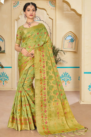 Fern Green Organza Saree