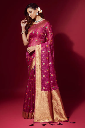 Grape Purple Organza Saree