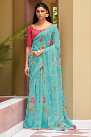 Iris Blue Organza Saree