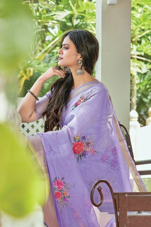 $39 - $52 - Lavender Necklace Set Art Banarasi Silk Saree and Lavender  Necklace Set Art Banarasi Silk Sari Online Shopping