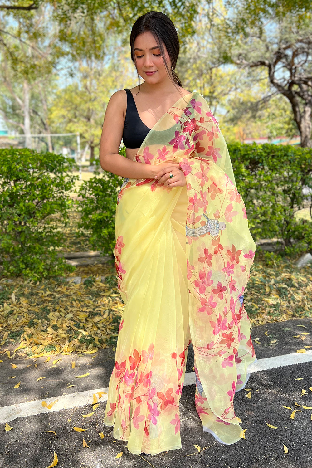 Yellow Georgette Saree