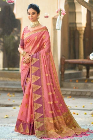 Mauvelouse Pink Organza Saree