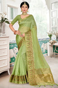 green organza saree