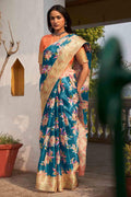 Ocean Blue Organza Saree