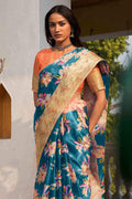 Ocean Blue Organza Saree