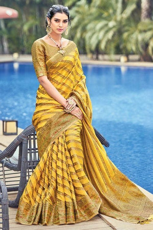 Pastel Yellow Organza Saree