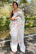 white organza saree